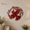 Red Bird Wall Art Metal Decoration, Hollow Sculpture, Indoor Shape Hanging Ornament for Living Room Home Office Sculpture