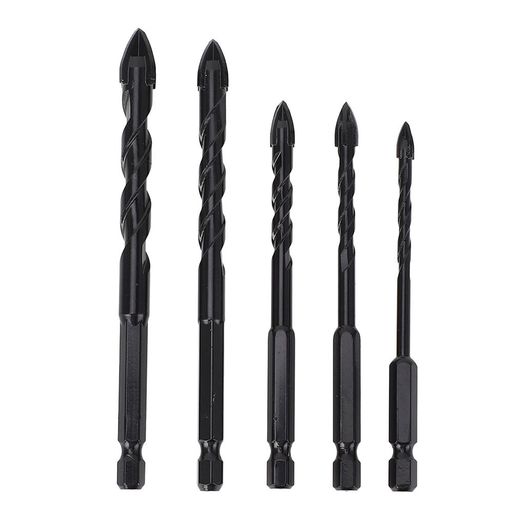 5PCS Set Masonry Drill Bits Cemented Carbide 1/4 Inch Hex Shank Professional Concrete Drill Bits Type 1/2