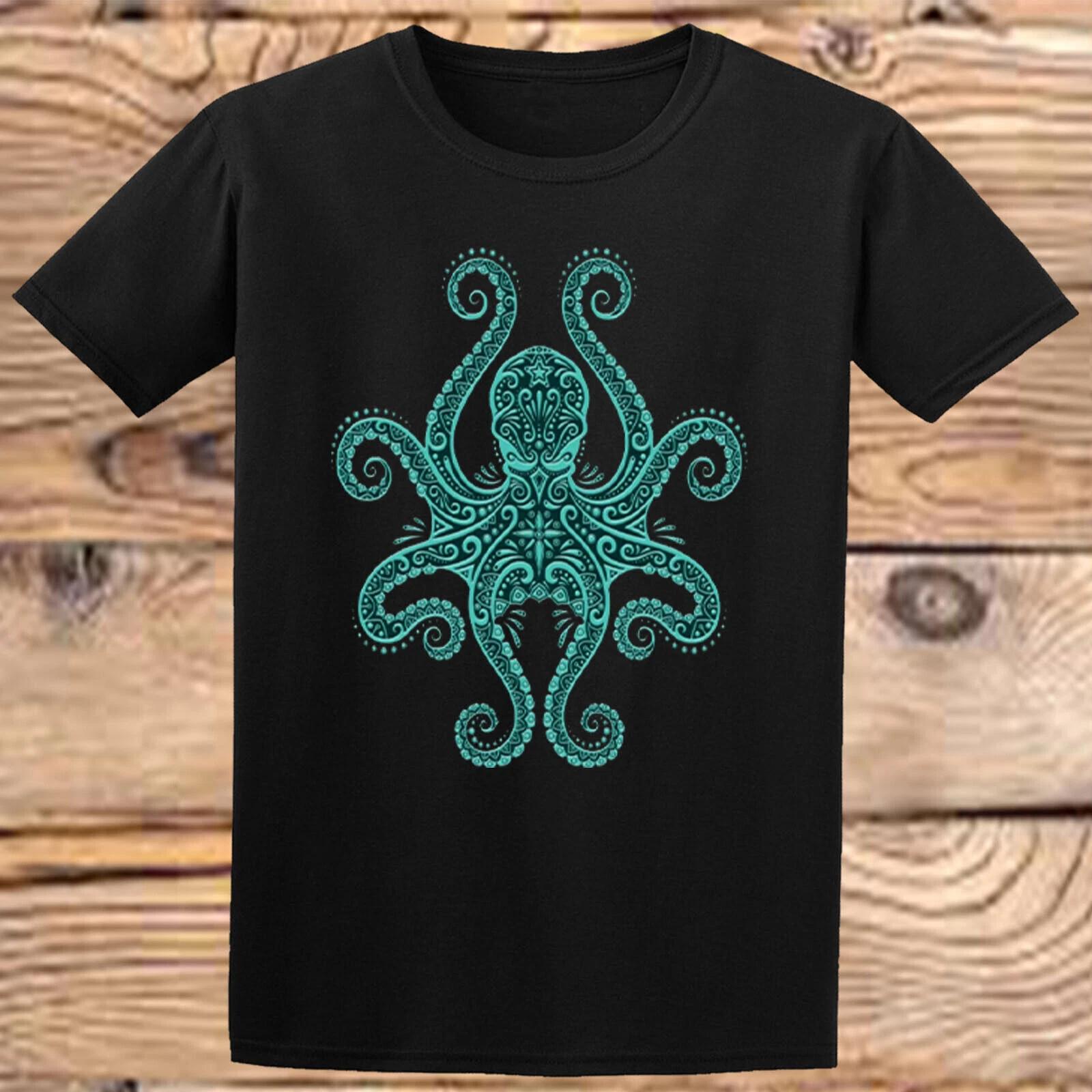 

Teal Blue Octopus Boys Girls Tee Kids T-Shirt #DG #P1 #PR 110