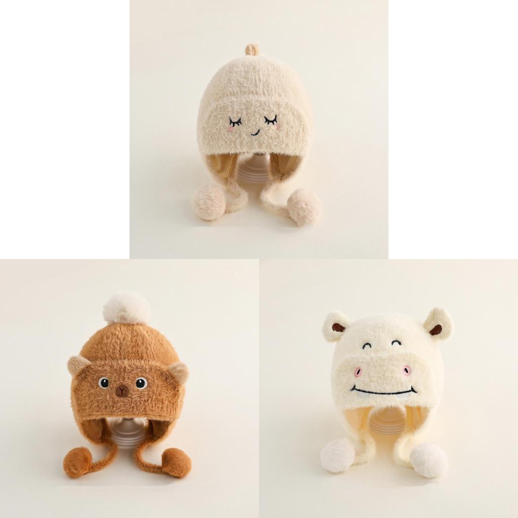 Baby Plush Hat For Girls With Cartoon Design And Warmth For Winter Comfort