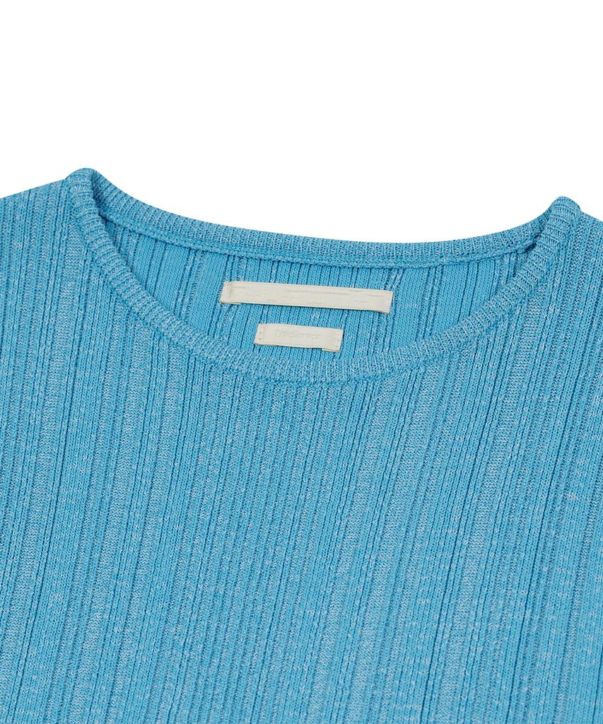 Taibseobiseu Ribbed Bottom Slit Top [Blue]