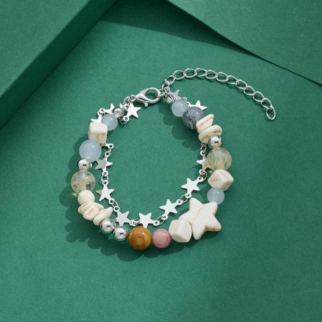 2022 Trendy Beaded Pearl Star Bracelet with Zircon Inlay