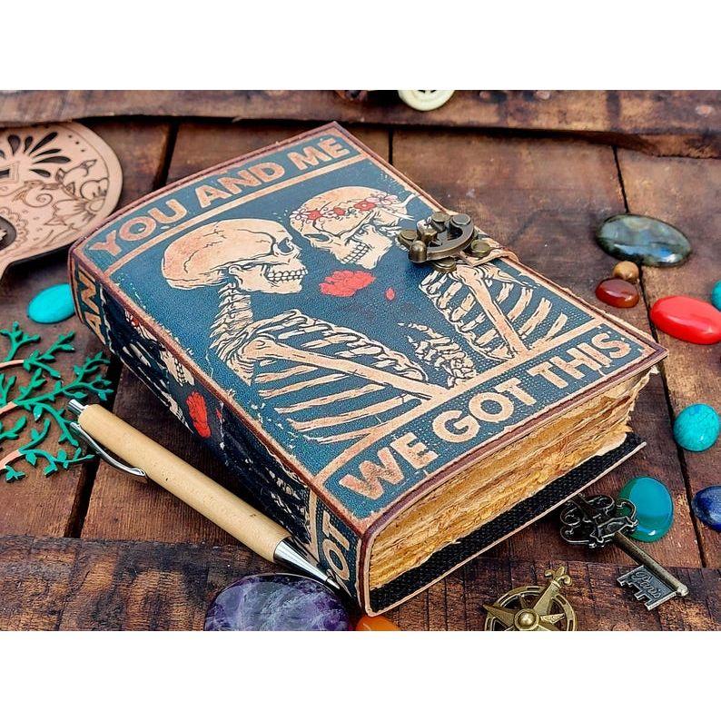Handmade Leather Skull Lover journal Wiccan Pagan journal grimoire book of shadows For men women Traveling Sketchbook birthday gift