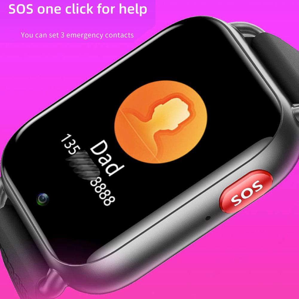 Kids 4g Smart Watch Temperatuur Sos GPS asukoht Videokõne Wifi SIM-kaart Laste 1,83tolline HD nutikella kaamera veekindel beebi