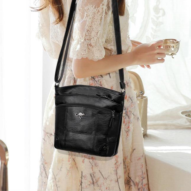 Taška s texturou měkké kůže, Dámská crossbody, Nová módní taška přes rameno, Jednoduchá, Trendy, Retro, Více kapes, Velká kapacita