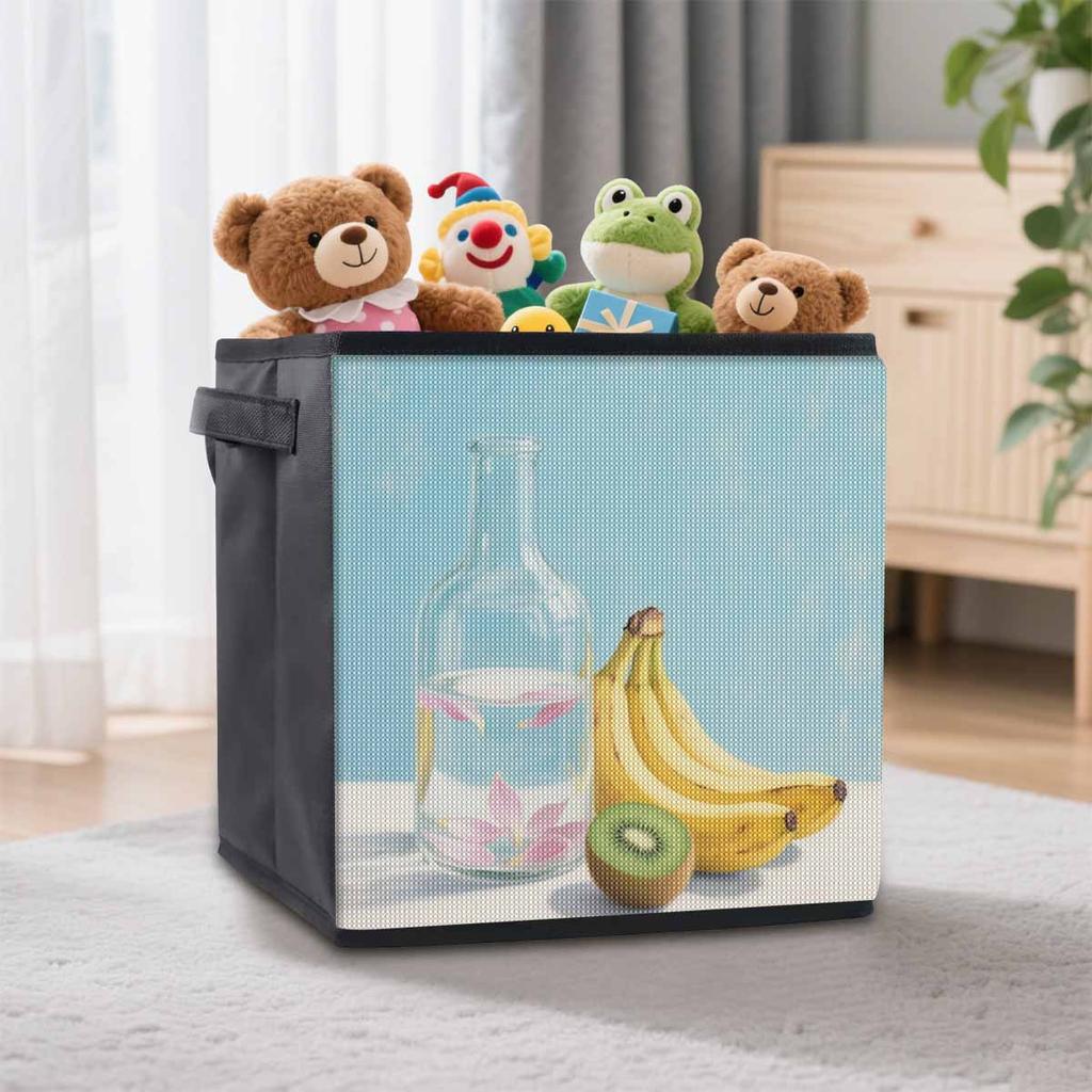 Bananas and A Water Cup 5D Diamond Painting Storage Basket Full Round Drill Mosaic Diamond Embroidery Cross Stitch Kits Home Decor Home Decor