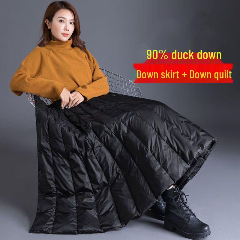 

Women s Fashionable Down A-line Long Skirt – Warm, Windproof, Slimming, Cold Protection, Clearance 3XL (130-150 jin) чёрный