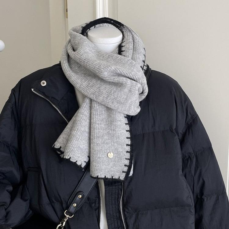 New Year's Red Overlock Knitted Scarf Women's Blue New Winter High End Warm and Cold Proof Atmosphere Scarf