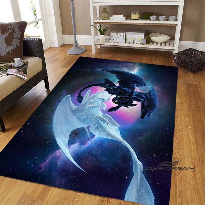 Various sizes of How to Train Your Dragon Toothless pattern rugs, cartoon style, suitable for bedrooms, living rooms, sofa