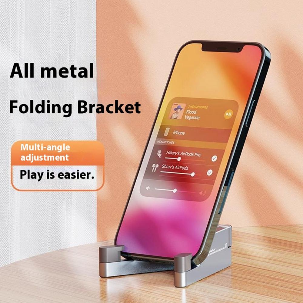 

V-Shape Aluminum Alloy Phone Stand Foldable Mini Portable Desktop Holder Black