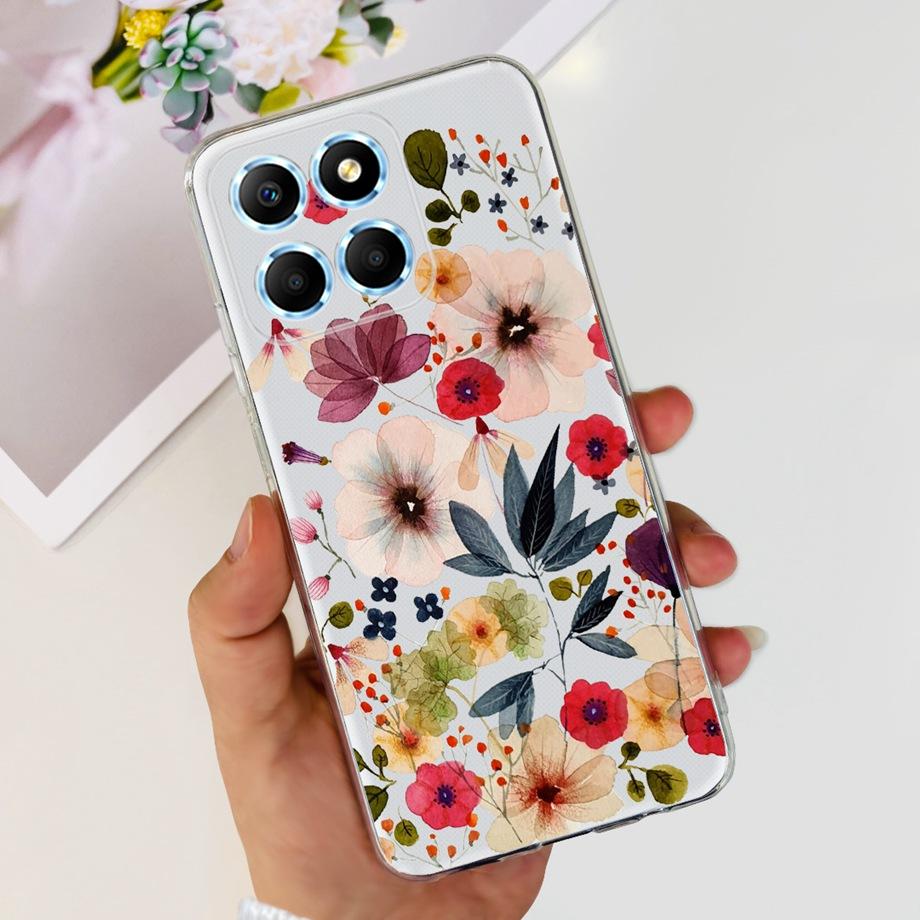 For Huawei Honor X6 X6S Case Honor X8 5G Cover Soft TPU Silicone Matte Phone Bumper For HonorX6 X 6S Coques Butterfly Flower Bag