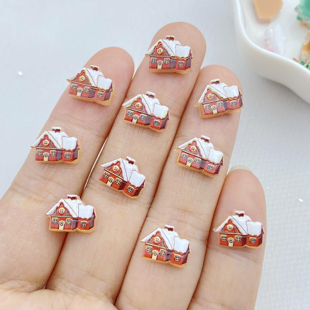 

50Pcs New Cute Resin Small Santa Claus, Snowman, Tree Series Flat Back Ornament Jewelry Making Manicure Hairwear Accessories