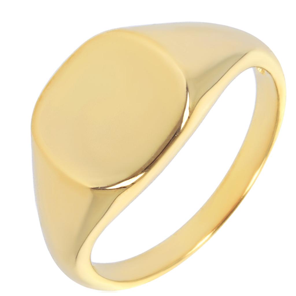 Signet Ring Gold Plated 'Charles' Golden - 10x9 Mm