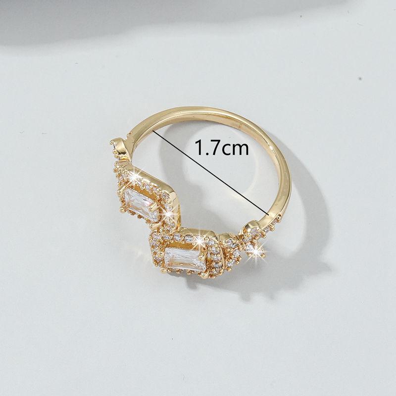 GemChic Women's Ring Exquisite Water Drops Square Ring Female Opening Adjustable Embed Zircon Ring Birthday Christmas Jewelry Gift