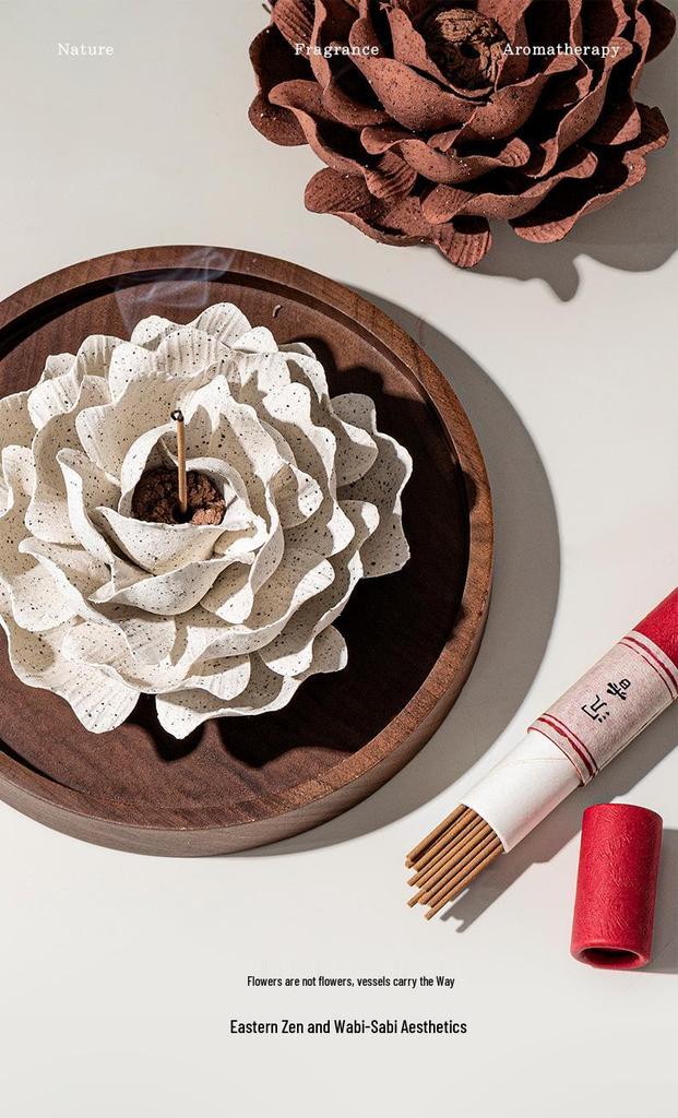 Xichun Hand-Pinched Ceramic Flower Incense Holder | Creative Home Decor Gift