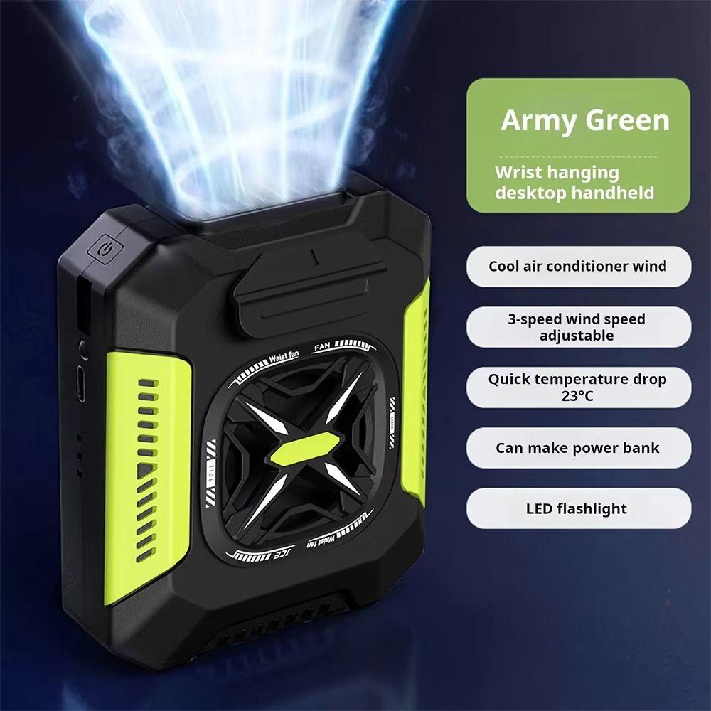 Power Bank Waist Clip On Fan 5000mAh Mini Electric Fans Durable Waist Mounted Fan Sports