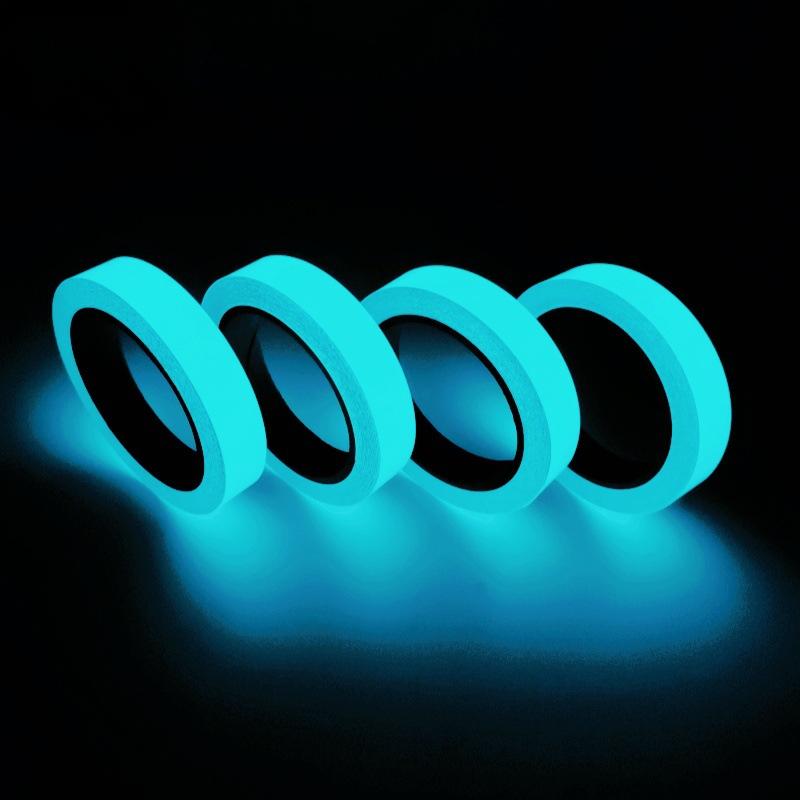 

1 рулон светящейся ленты, долговечная флуоресцентная лента для спорта на открытом воздухе, ночного декора, домашней маркировки 1cmx1m светло-синий