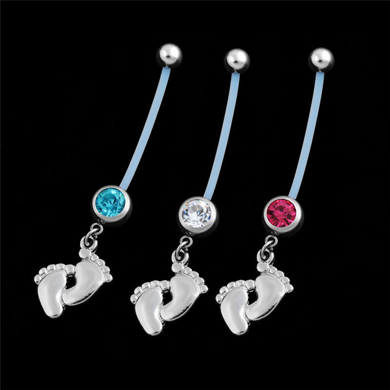 Flessibile gravidanza maternità piedi del bambino ragazzo ragazza ombelico anello piercing all'ombelico