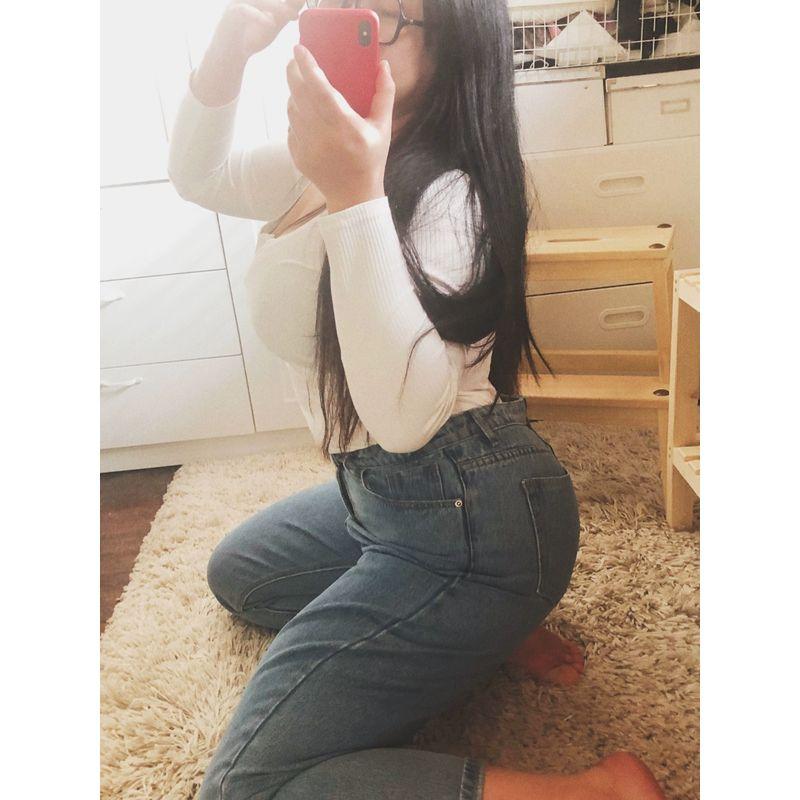 Miss Biggie Fashion Plus Size Slim Looking Easiest for Match All Cotton Non-Elastic High Waist Loose Loose Tapered Pants Denim