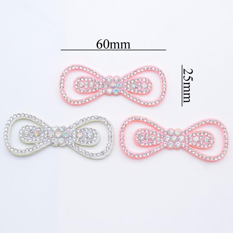 10Pcs 60*25mm Padded Rhinestone Bow Tie for DIY Clothes Hat Sewing Patches Headwear Hair Clips Decor Appliques Accessories