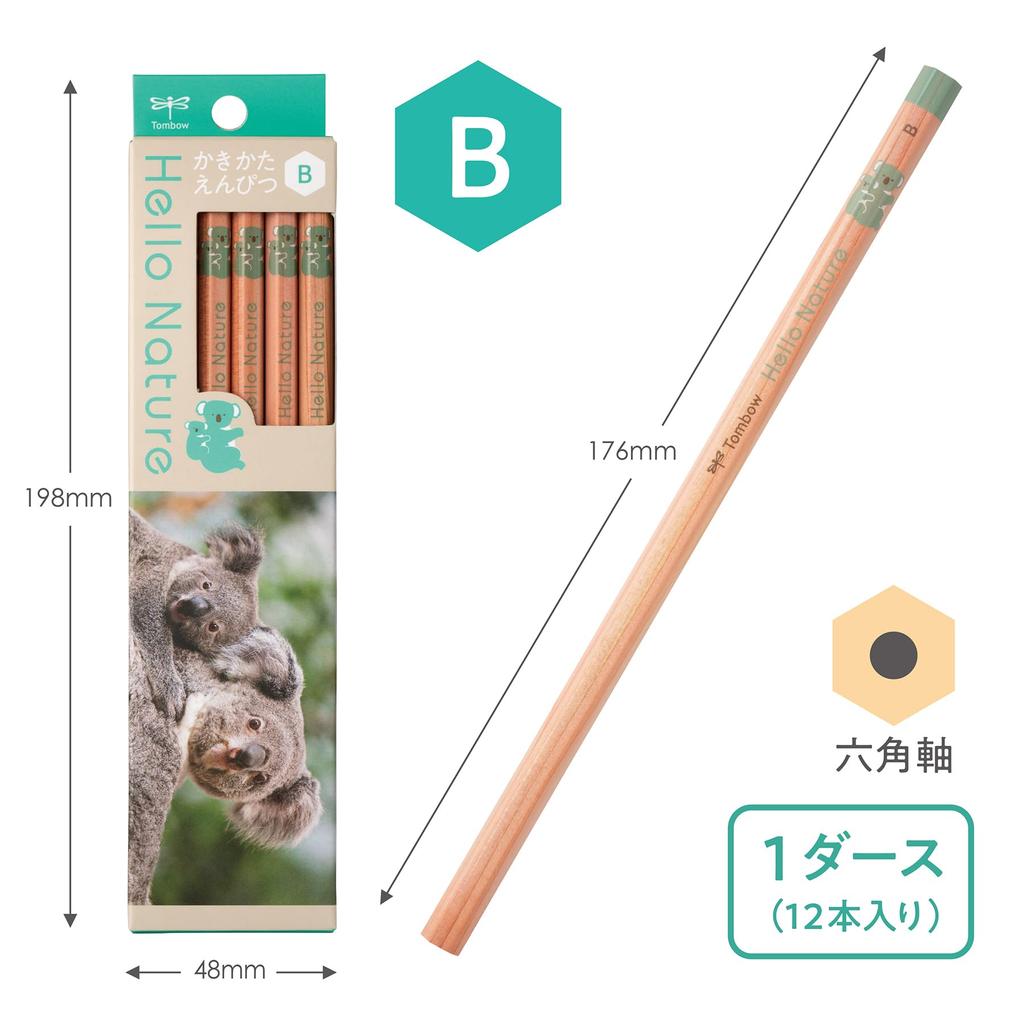Tombow Pencil B Writing Pencils Hello Nature 1 (Koala Design) Koala, Dozen, KB-KHNKA2-B