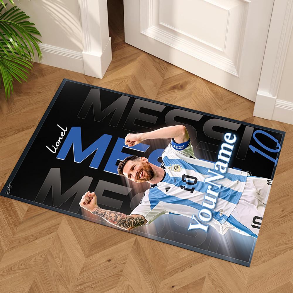 Messi Customizable Name Carpet Perfect for Outdoor Dormitory Game Room Dining Room Antislip Carpet Decorate Offices Gift for Festivals