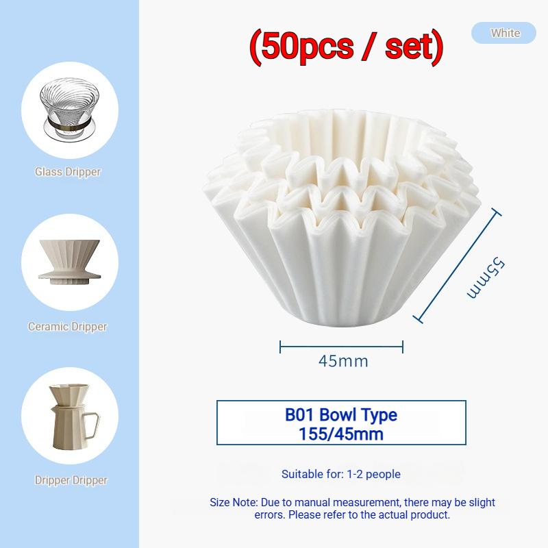 

50-100 шт. Бумажные фильтры для кофе корзинчатые 185 Белые в форме чаши Фильтры для кофе на 2-5 чашек Одноразовые Волнистая бумага Фильтры для кофе для дома