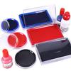 Quick-Dry Dual Ink Pad: Red, Blue & Black - Square & Round Options for Office, Oil & Water-Based Stamping
