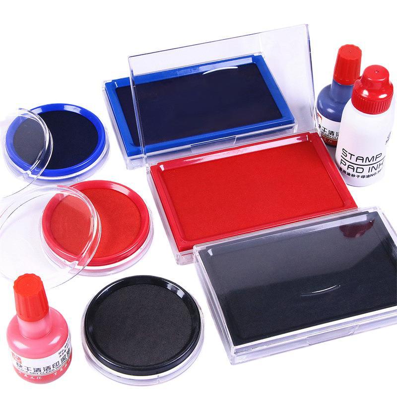Quick-Dry Dual Ink Pad: Red, Blue & Black - Square & Round Options for Office, Oil & Water-Based Stamping