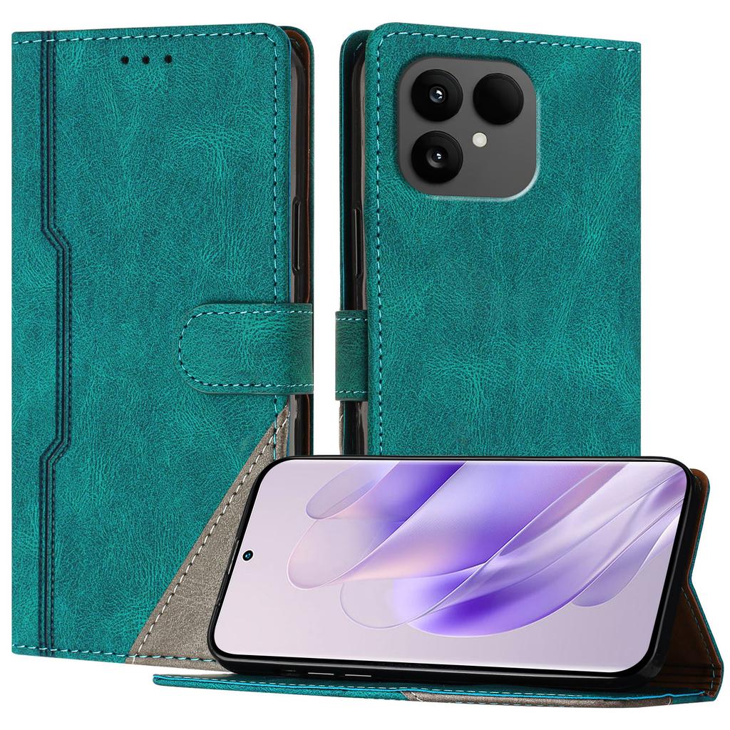 Pour Fairphone 6 Étui en Cuir Patchwork Triangle Portefeuille Support Housse de Téléphone Antichoc