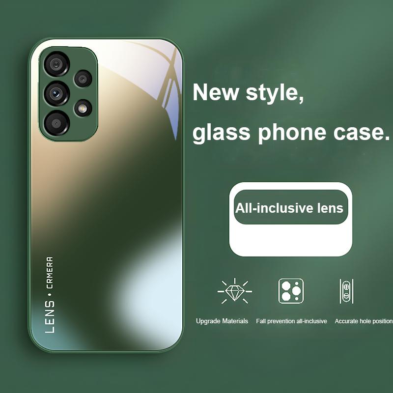 Lens Gradient Blue For Samsung Galaxy Note 10 Plus S20 21 FE S23 Ultra S8 9 A70 72 73 50 51 52 53 Tempered Glass Phone Case