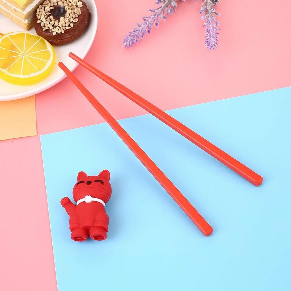Household Silica gel Cute Cat Helper Flatware Training Chopsticks Practice chopsticks