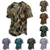 Men's Casual Button Neck Lightweight Breathable Short Sleeve Shirt Camouflage Print Design Suitable for Outdoor Activities and Daily Wear