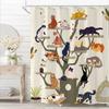 Funny Cartoon Cat Tree Printed Shower Curtain Cute Boho Anime Kittens For Bathroom Decor