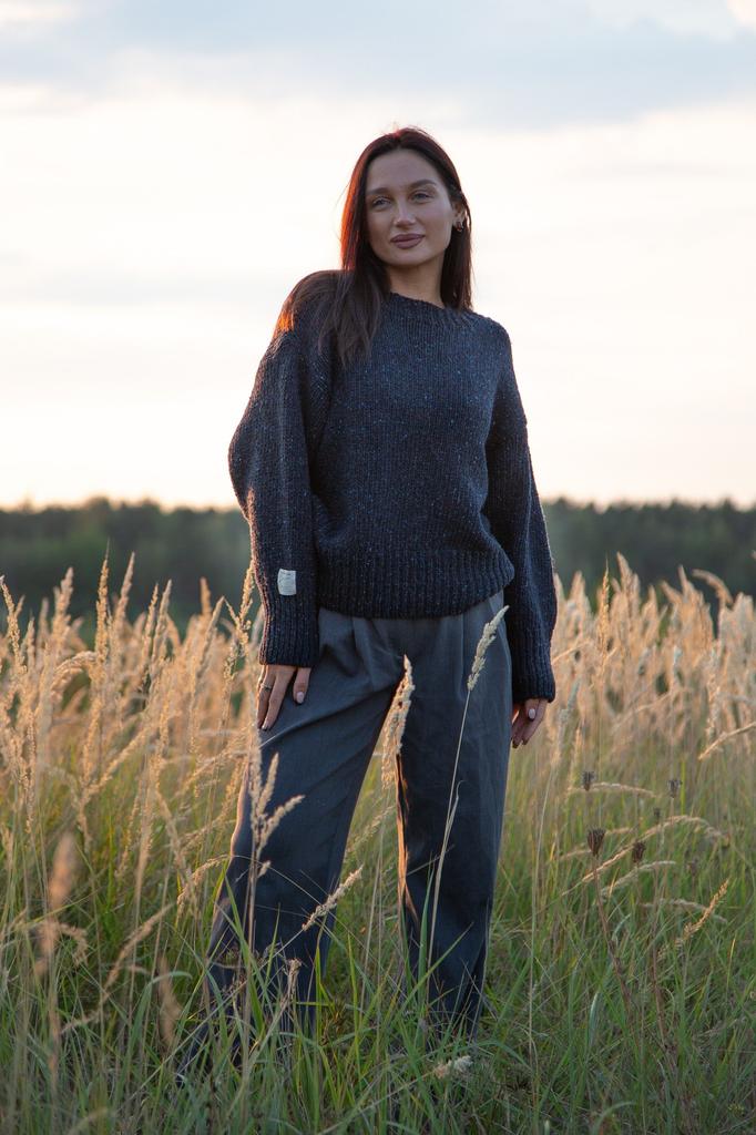 Midnight Sky Wool Sweater Navy Blue /