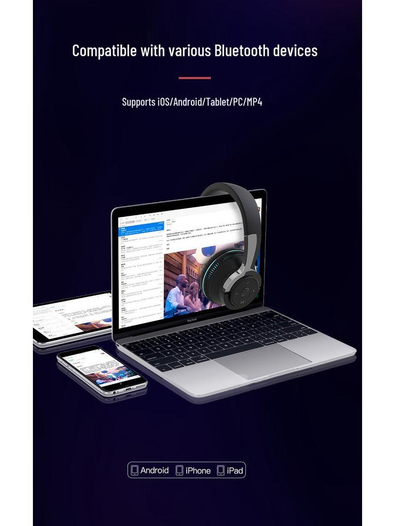 Luminous H2 Wireless Bluetooth Over-Ear Headphones with Heavy Bass