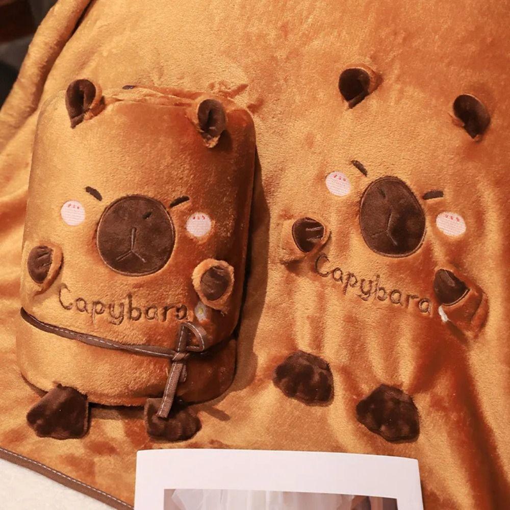 Warm Capybara Blanket Wearable Capybara Plush Roll Mat Capybara Flannel Blanket  Gift Kids