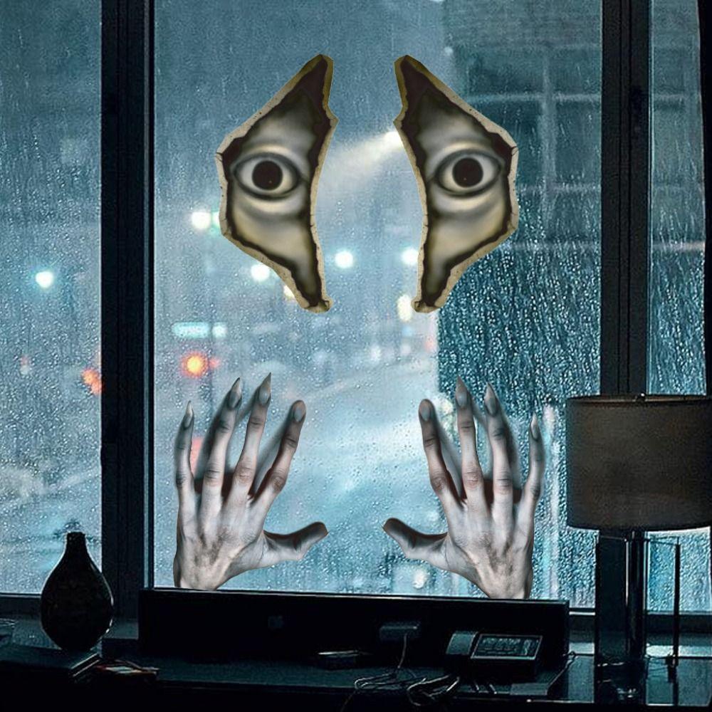 2Pcs/set DIY Skeleton Hand Decal Waterproof One-eyed Halloween Sticker  Wall Stickers