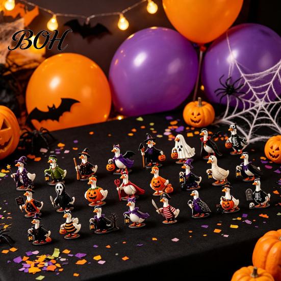 Halloween Advent Calendar Goose 2026, 24 Day Countdown with Spooky Desk Ornaments Acrylic Duck Ornaments, Collectible Gift for Kids Teen Adults