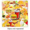 50pcs Cartoon Fast Food Stickers: Fried Chicken, Burger, Foodie Graffiti, Waterproof for Decoration, Fridge, Journal