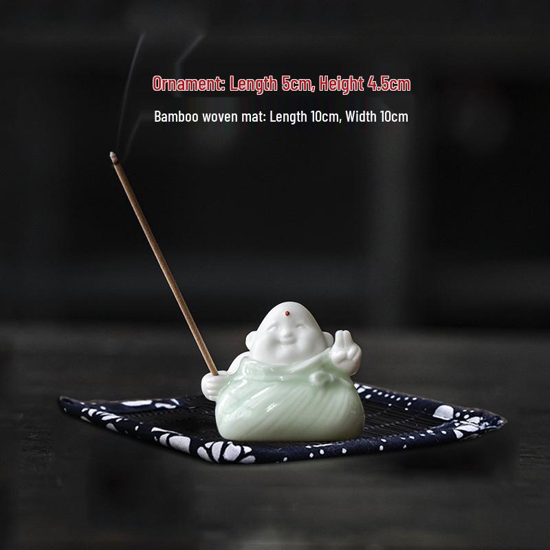 Creative Zongzi Ceramic Incense Holder - Indoor Incense Burner and Dragon Boat Festival Ornament Souvenir.