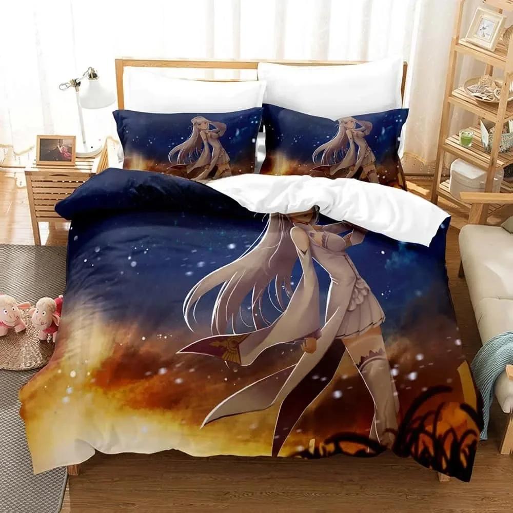 Anime ReZERO -Starting Life in Another World Bedding Set Printed Bed Set With Pillowcase Duvet Cover Soft Queen Super King Size