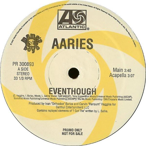 

12inch Record AARIES Venthough PR300893 ATLANTIC 2002 US SoulFunk Used