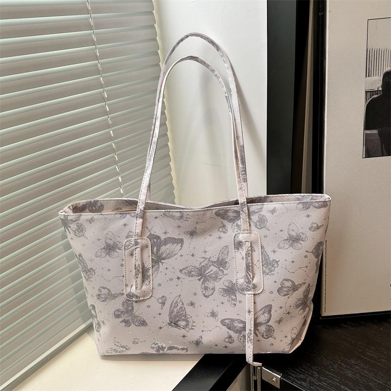 Grote Capaciteit Vlinder Draagtas voor Dames Lente Nieuwe Modieuze Schoudertas Modieuze Eenvoudige Commuter Crossbody Tas white