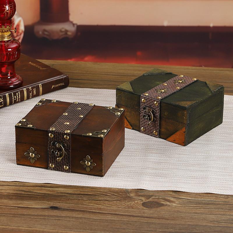 Retro Wooden Treasure Chest For Collectibles And Decorative Storage