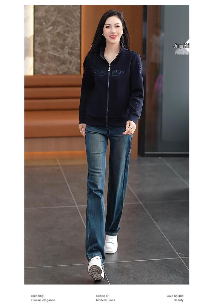 New 2026 Women's Stand Collar Hoodie: Chic, Casual, Loose-Fit Long Sleeve Jacket for Spring & Fall