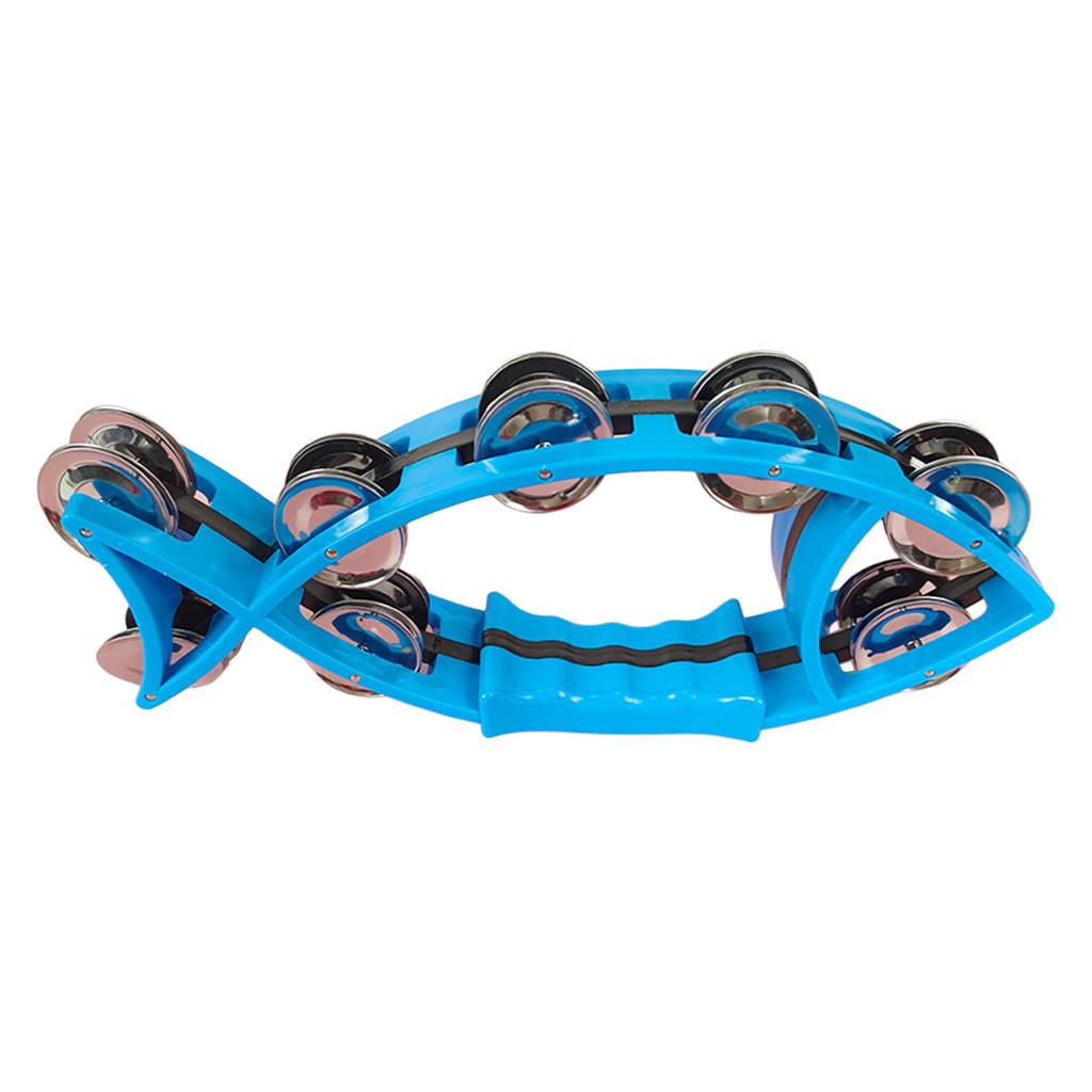 Double Row Tambourines Fish Shaped Handbell Half Moon Tambourine Musical Instrument for Adults Kids Church Bars