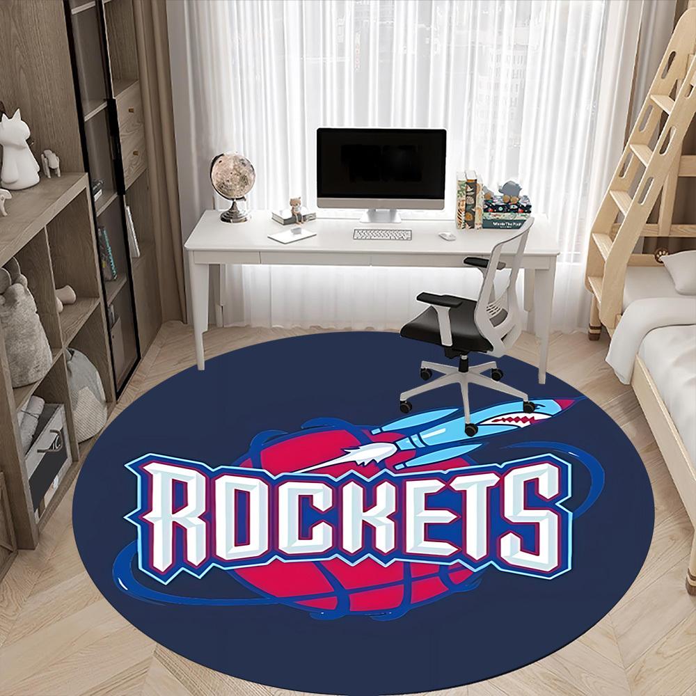 1pc Rockets Basketball Office Round Area Rug,  Under Office Chairs Bedroom Living Room Home Decor a0926188