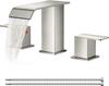 Bathroom Waterfall 3 Holes Basin Faucet, 2 Handles Cold Hot Water Mixers Sink Taps Black Chrome Brushed Gold