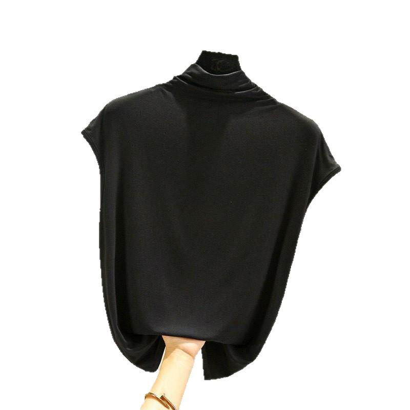 Großformat Modal Damen Hochgeschlossenes Ärmelloses Locker Geschnittenes Schlankmachendes Shirt - Frühling/Sommer